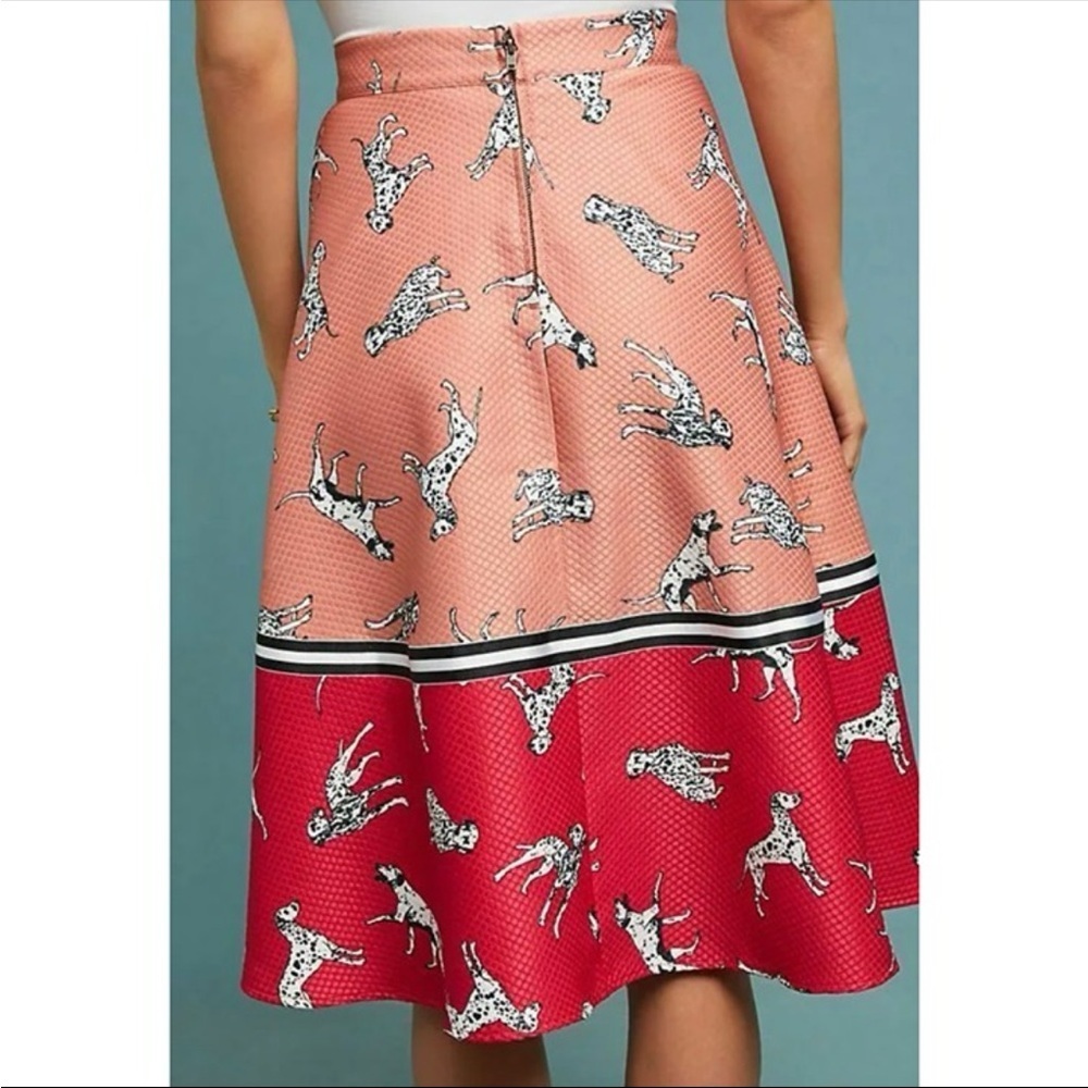 NWT Anthropologie Hutch Dogs Sporty Dalmatian A-line Colorblock Midi Skirt 2 - Picture 6 of 11